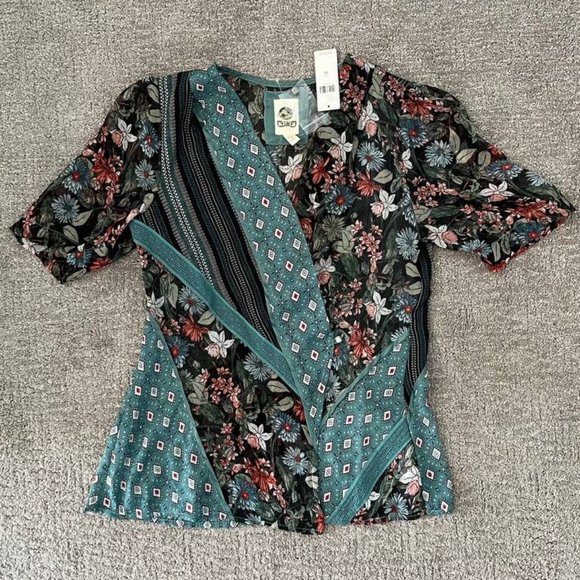 NWT Anthropologie Tiny Lovely Patchwork Wrap Top - Picture 1 of 5